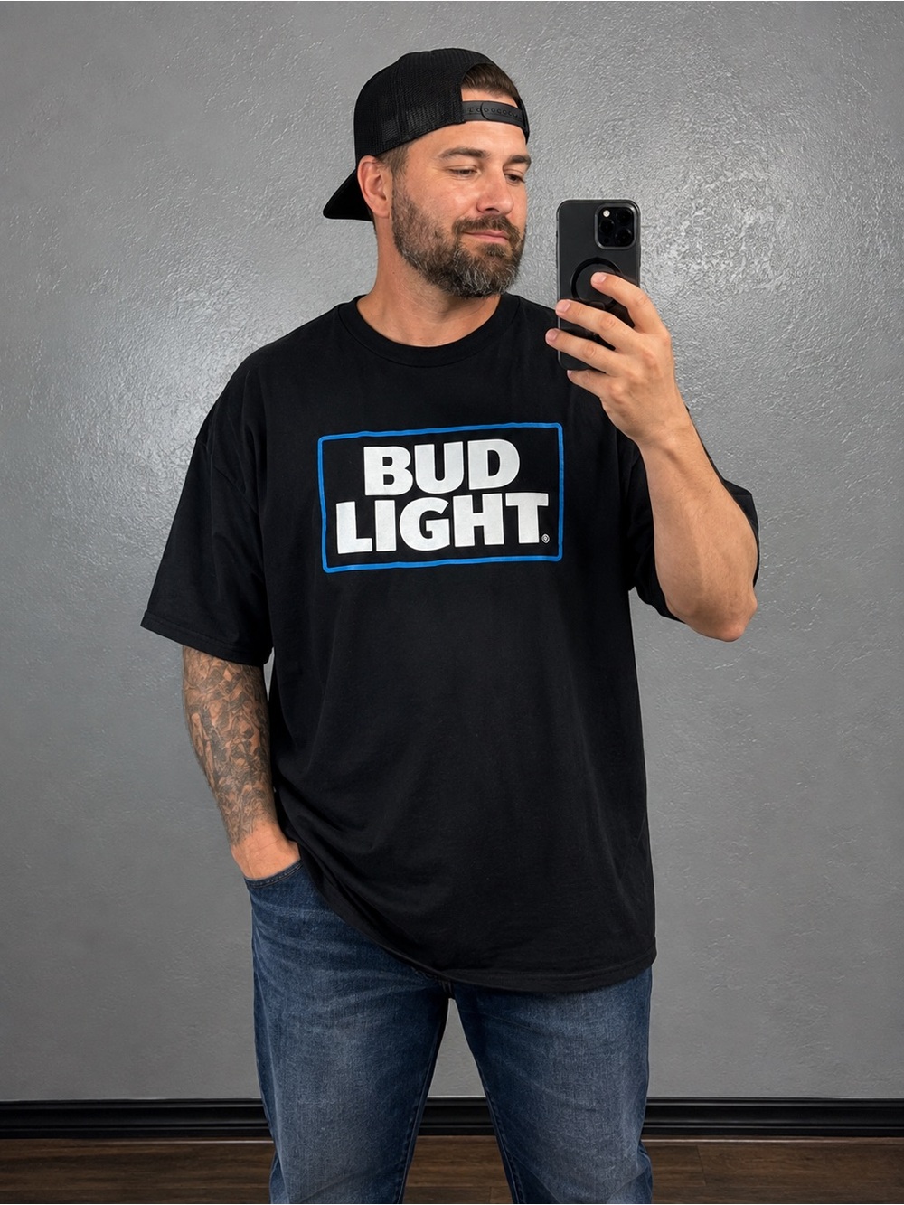 Bud Light Graphic Tee Hanes Nano-T Black Unisex Beer Logo Shirt XL